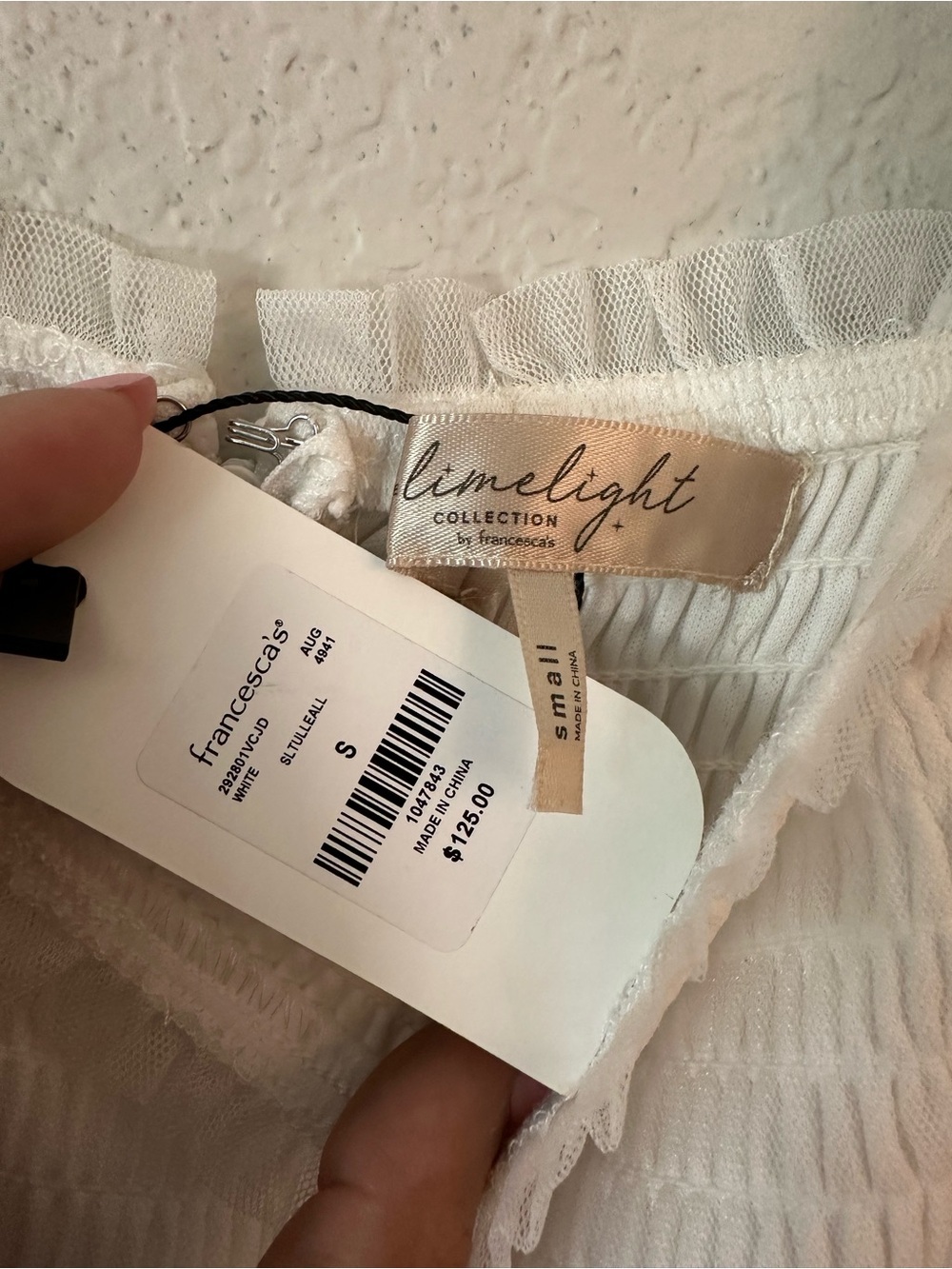 Francesca’s Limelight White Tulle Pearl Mini Dress Small NWT Bridal Shower Party - Picture 4 of 6